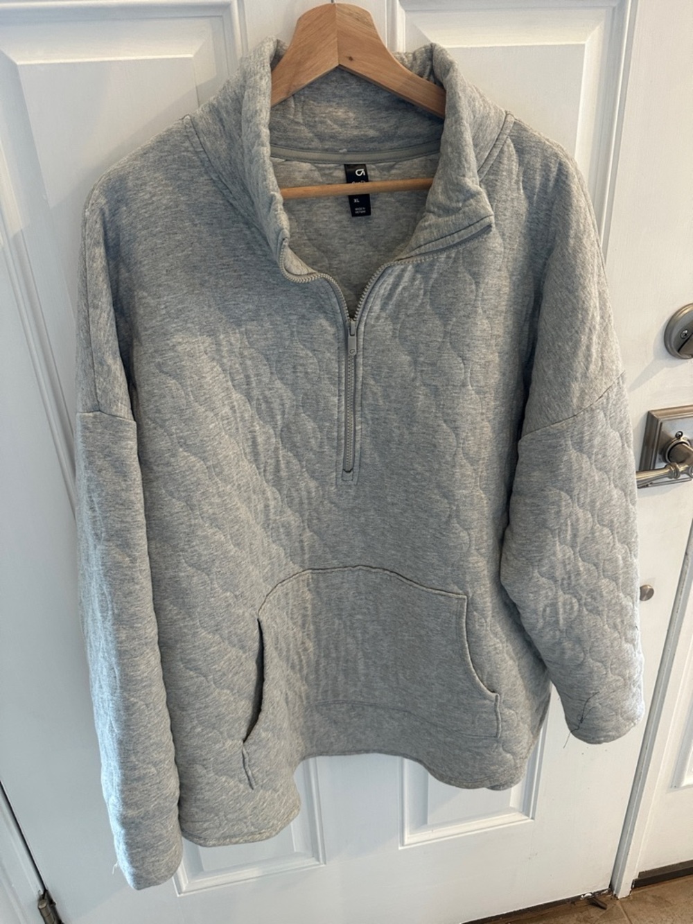 GAP Light Gray Quilted Half-Zip Pullover